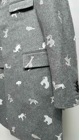 Thom Browne Melton Wool Animal-embroidered Classic Chesterfield Coat