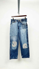 Kartik Research Chikankari Straight-Leg Embellished Panelled Jeans