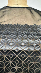 Noir Kei Ninomiya Faux Leather-cut Geometric Sheer Dress