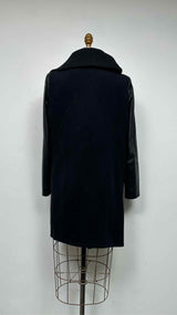 Helmut Lang Leather-htbrid Wool Over Coat