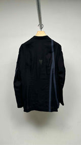 Yohji Yamamoto Pour Homme Reconstructed Stripe-patch Oversized Blazer Jacket