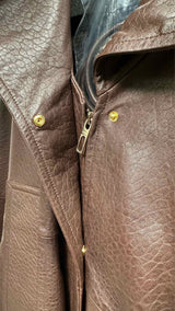 Sportmax Salaggio Funnel-Neck Paneled Hammered Leather Jacket