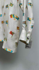 Gianni Versace Flag Embroidered Silk Shirt