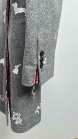 Thom Browne Melton Wool Animal-embroidered Classic Chesterfield Coat