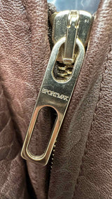 Sportmax Salaggio Funnel-Neck Paneled Hammered Leather Jacket