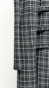 Thom Browne Double-faced Bal collar Gingham Wool Coat