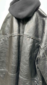Balenciaga Quilted-lining Hood Layered Leather Coat