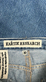 Kartik Research Chikankari Straight-Leg Embellished Panelled Jeans