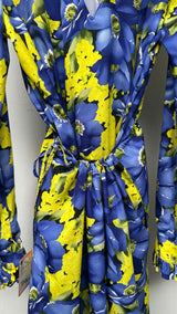 Balenciaga L/S Hybrid Multi-floral Pleated Dress