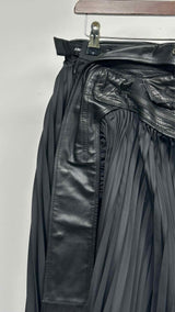 Junya Watanabe Leather-waist Asymmetrical Pleated Skirt