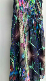 Emporio Armani N/S Floral Hummingbird Print Silk Dress