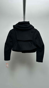 Undercover Cropped Padded Layered-wool Biker Jacket