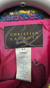 Christian Lacroix Snakeskin-trim Rainbow Tweed Coat