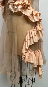 Roberts Wood S/S Hand-wrinkled Mesh Ruffle T-shirt Dress