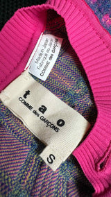 Tao Comme Des Garçons Mesh-knit Plaid Cropped Cardigan