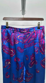 Saint Laurent Paisley Print Tapered Satin Pants