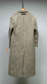 Acne Studios Leather Elbow-patch Stripe Wool Coat