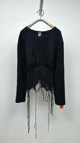Ann Demeulemeester Destroy Hybrid Hand-knitted Sweater
