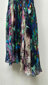 Emporio Armani N/S Floral Hummingbird Print Silk Dress