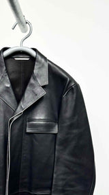 Thom Browne Trimmed Leather Coat