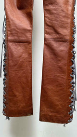 Charlotte Knowles Lace-up Detailed Leather Pants