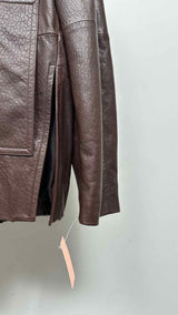 Sportmax Salaggio Funnel-Neck Paneled Hammered Leather Jacket