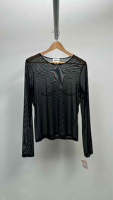 Jean Paul Gaultier L/S Logo Flocked Mesh Top