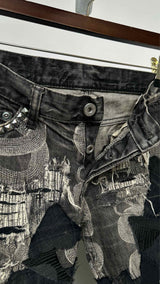 Hysteric Glamour Boro-patchwork Snake-print Jeans
