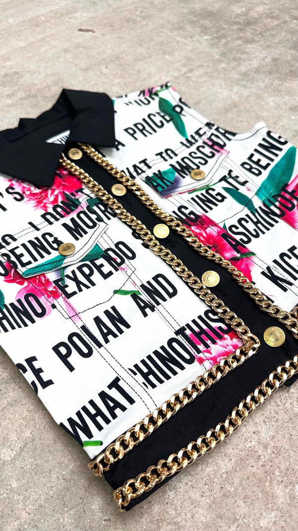 Moschino Couture Cropped Printed Chain Vest
