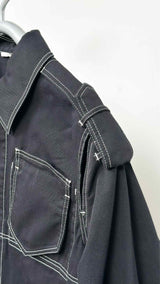 Valentino Shoulder Constructed-stitching Cut-off Jeans