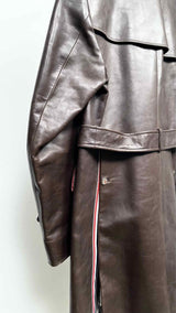 Men's Thom Browne Metal Button Leather Trench Coat
