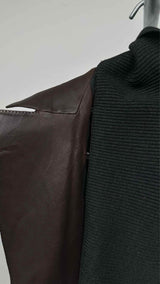 Donna Karan Knit-hybrid Shawl-collar Leather Jacket