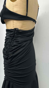 MUGLER Asymmetrical Cut-out Tulle Dress