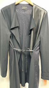 Yohji Yamamoto Leather-hybrid Collarless Light Trench Coat