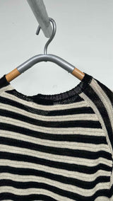Yohji Yamamoto Pour Homme Border Asymmetrical Round Neck Sweater