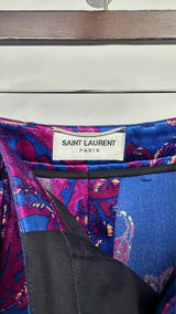 Saint Laurent Paisley Print Tapered Satin Pants