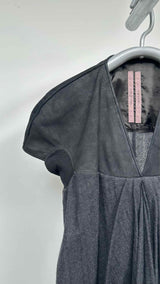 Rick Owens S/S Suede Top Wool-hybrid Center-pleated Dress