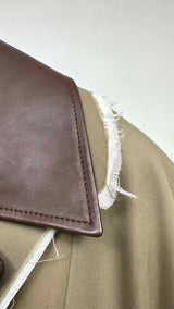 Miu Miu Single-breasted Chino and Leather Trench Coat