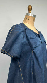 Junya Watanabe Denim S/S Front-Bow Oversized Denim Dress