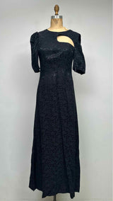 CELINE S/S Floral Charmeuse Jacquard Cut-out Silk Maxi Dress