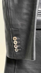 Thom Browne Trimmed Leather Coat