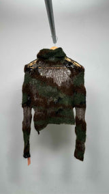Junya Watanabe High-neck Loose-knit Mohair Camo Sweater