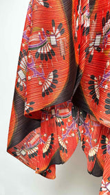 Pleats Please Pleated Printed Long Cardigan