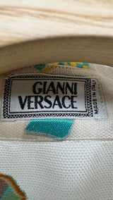 Gianni Versace Flag Embroidered Silk Shirt