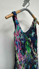 Emporio Armani N/S Floral Hummingbird Print Silk Dress