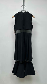 Noir Kei Ninomiya N/S Mesh-trimmed Wool Midi Dress