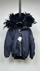 PRADA Re-nylon Shearling Lining Feather Bomber Jacket