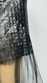 Noir Kei Ninomiya Faux Leather-cut Geometric Sheer Dress