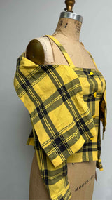 Issey Miyake Off-shoulder Stopped Layered Plaid Shirt