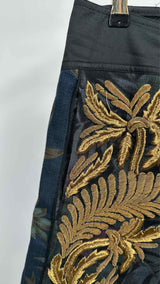 Dries Van Noten Gold Metalic Bullion Wide Embroiderded Shorts